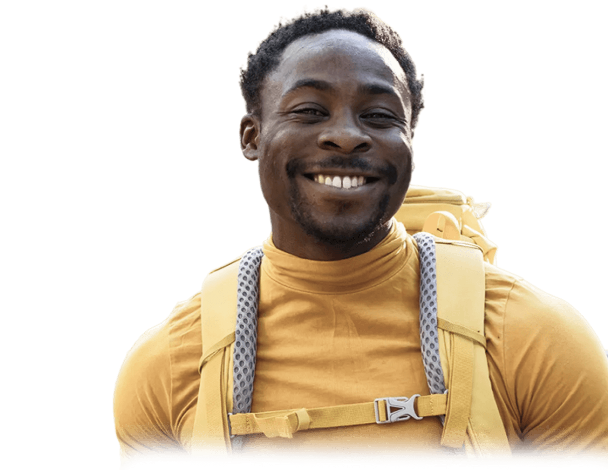 about hero man smiling