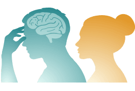 icon - man holding his head with a woman next to him